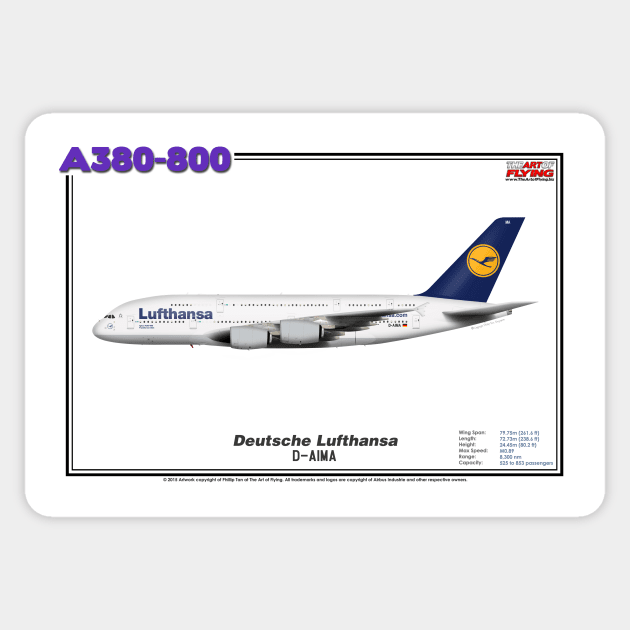 Airbus A380-800 - Deutsche Lufthansa (Art Print) Sticker by TheArtofFlying